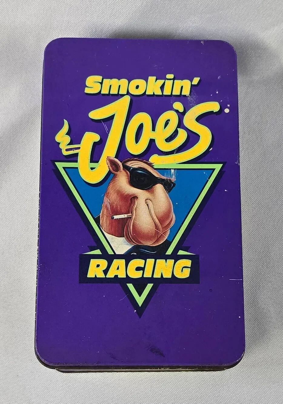 Vintage 1994 Smokin’ Joe’s Racing Camel Cigarette Purple Metal Tin Collectible